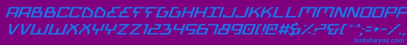 Шрифт BionicTypeExpandedItalic – синие шрифты на фиолетовом фоне