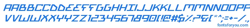 フォントBionicTypeExpandedItalic – 白い背景に青い文字