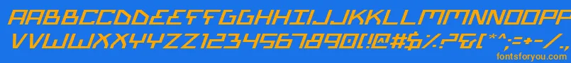 BionicTypeExpandedItalic Font – Orange Fonts on Blue Background