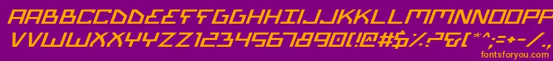 BionicTypeExpandedItalic-fontti – oranssit fontit violetilla taustalla