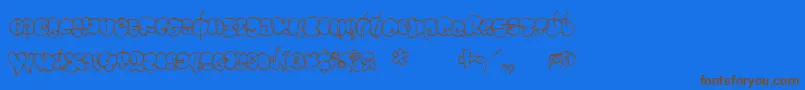 Throwupz-Schriftart – Braune Schriften auf blauem Hintergrund