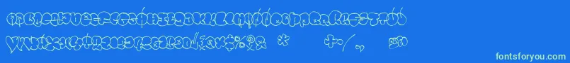 Throwupz Font – Green Fonts on Blue Background