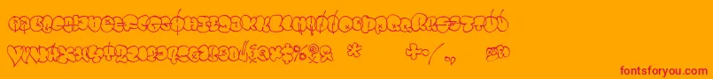 Throwupz-Schriftart – Rote Schriften auf orangefarbenem Hintergrund