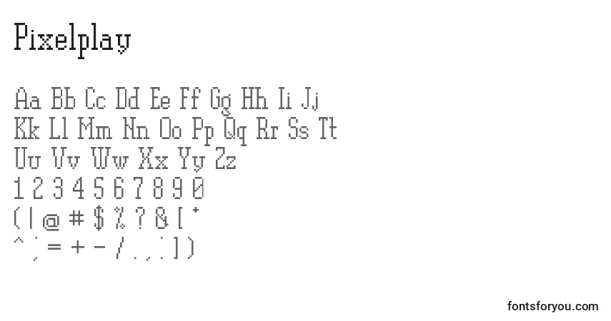 Pixelplay-fontti – aakkoset, numerot, erikoismerkit