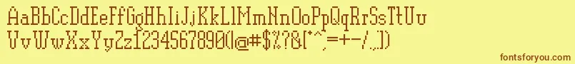 Pixelplay Font – Brown Fonts on Yellow Background