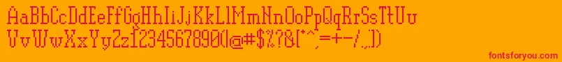 Pixelplay Font – Red Fonts on Orange Background