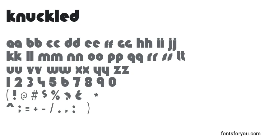Schriftart Knuckled – Alphabet, Zahlen, spezielle Symbole