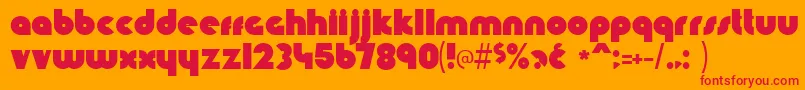 Knuckled-Schriftart – Rote Schriften auf orangefarbenem Hintergrund