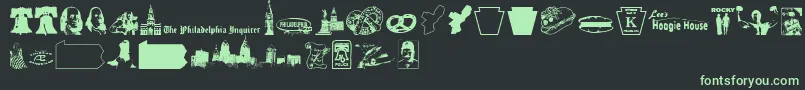 PhillyDings-fontti – vihreät fontit mustalla taustalla