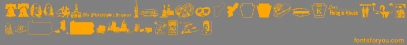 フォントPhillyDings – オレンジの文字は灰色の背景にあります。