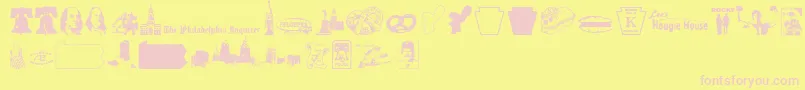 PhillyDings-Schriftart – Rosa Schriften auf gelbem Hintergrund