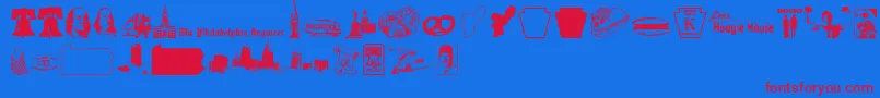 フォントPhillyDings – 赤い文字の青い背景