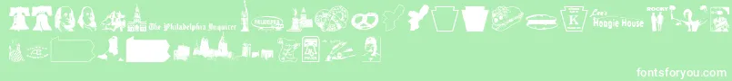 PhillyDings-fontti – valkoiset fontit vihreällä taustalla