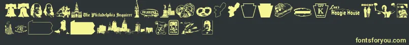 PhillyDings-fontti – keltaiset fontit mustalla taustalla