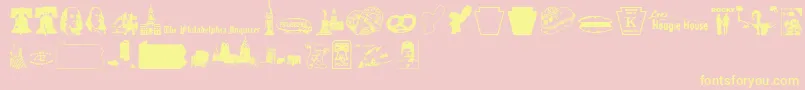PhillyDings-Schriftart – Gelbe Schriften auf rosa Hintergrund