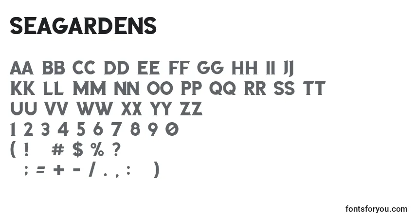 SeaGardens-fontti – aakkoset, numerot, erikoismerkit