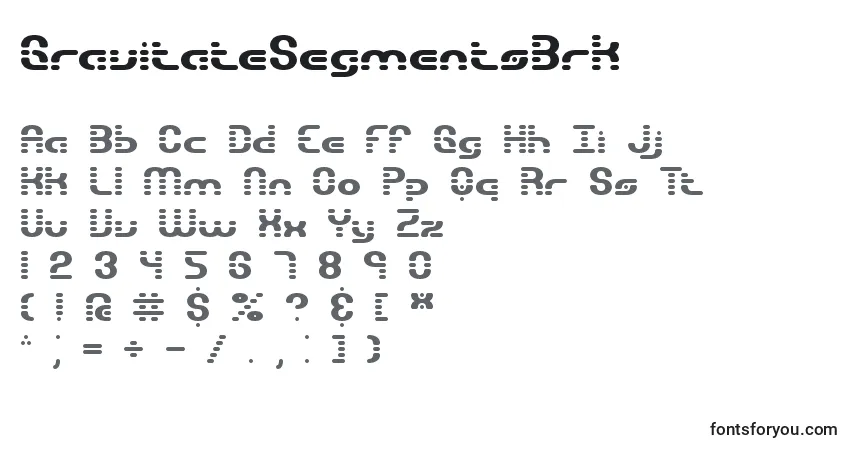 Шрифт GravitateSegmentsBrk – алфавит, цифры, специальные символы
