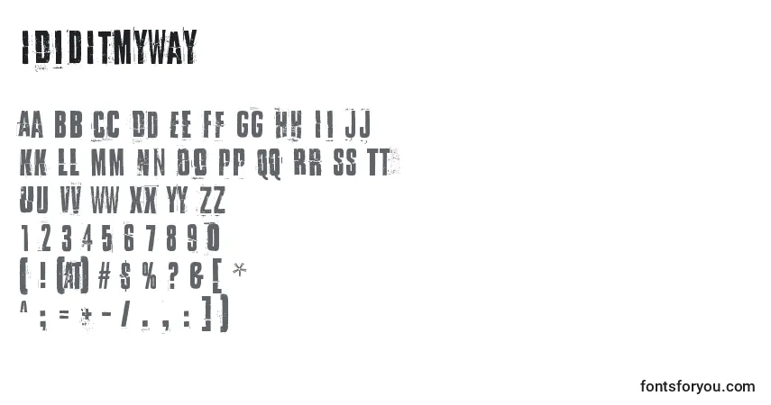 A fonte IDidItMyWay (110095) – alfabeto, números, caracteres especiais