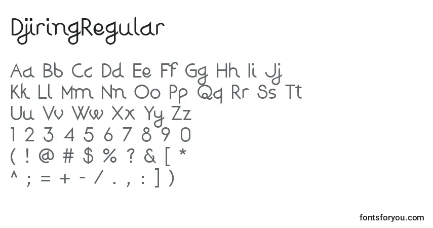 Czcionka DjiringRegular – alfabet, cyfry, specjalne znaki