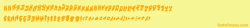 フォントSquiznorbbBold – オレンジの文字が黄色の背景にあります。