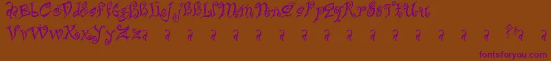 Bitchin-Schriftart – Violette Schriften auf braunem Hintergrund
