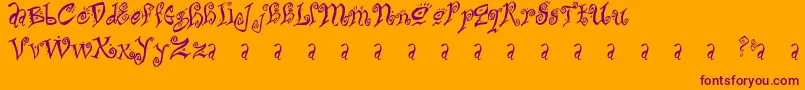 Bitchin-Schriftart – Violette Schriften auf orangefarbenem Hintergrund