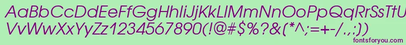 AvantgardegothiccttItalic Font – Purple Fonts on Green Background