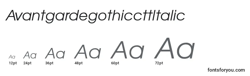 Größen der Schriftart AvantgardegothiccttItalic