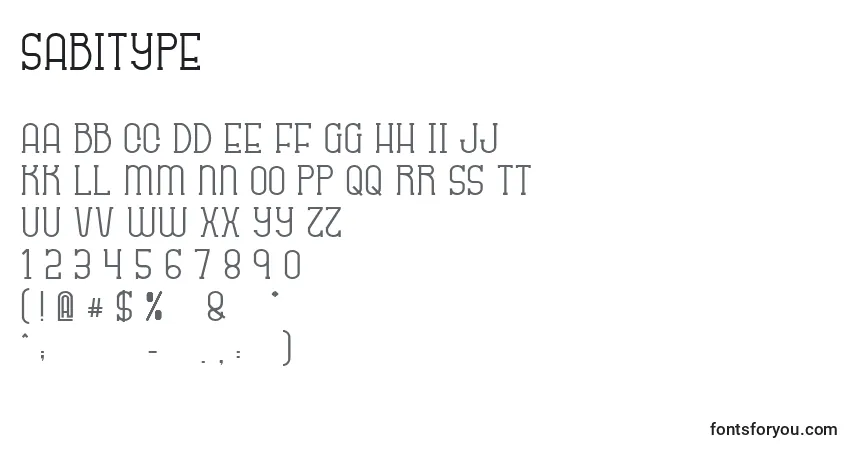A fonte Sabitype (110100) – alfabeto, números, caracteres especiais