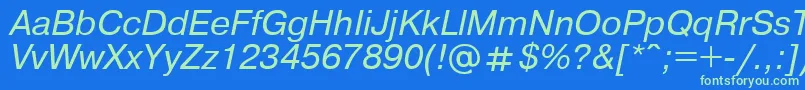 UkrainianpragmaticaItalic Font – Green Fonts on Blue Background