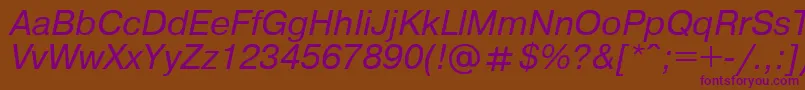 UkrainianpragmaticaItalic Font – Purple Fonts on Brown Background