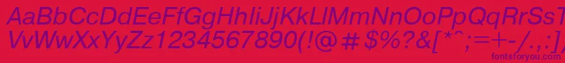 フォントUkrainianpragmaticaItalic – 赤い背景に紫のフォント