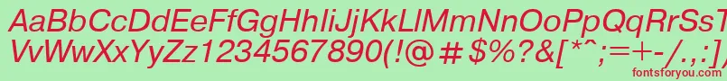 UkrainianpragmaticaItalic-Schriftart – Rote Schriften auf grünem Hintergrund