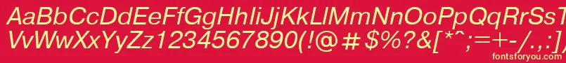 フォントUkrainianpragmaticaItalic – 黄色の文字、赤い背景