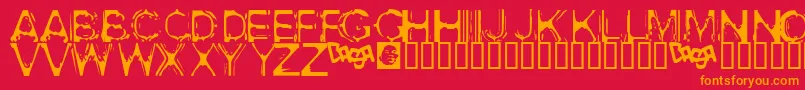 Fonte AcidHouse – fontes laranjas em um fundo vermelho