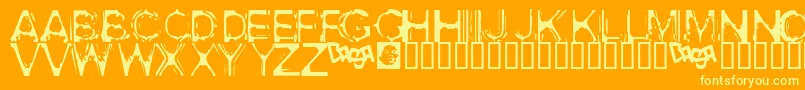 AcidHouse-Schriftart – Gelbe Schriften auf orangefarbenem Hintergrund