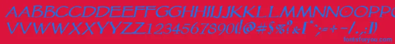 Vtcgoblinhanditalic Font – Blue Fonts on Red Background