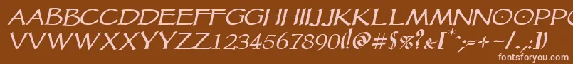 フォントVtcgoblinhanditalic – 茶色の背景にピンクのフォント