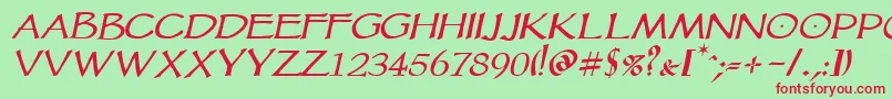 Vtcgoblinhanditalic Font – Red Fonts on Green Background