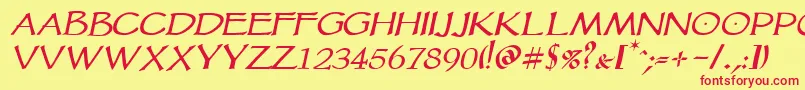 Vtcgoblinhanditalic Font – Red Fonts on Yellow Background