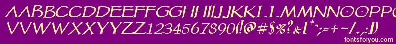 Vtcgoblinhanditalic-fontti – keltaiset fontit violetilla taustalla