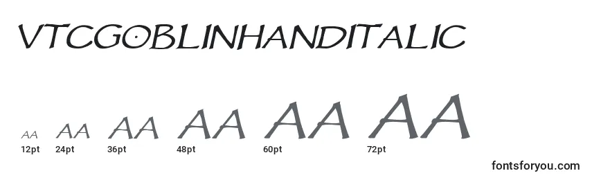 Размеры шрифта Vtcgoblinhanditalic