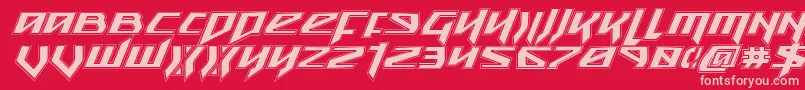Snubfighterai-Schriftart – Rosa Schriften auf rotem Hintergrund