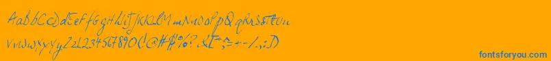 JpHandSlanted Font – Blue Fonts on Orange Background