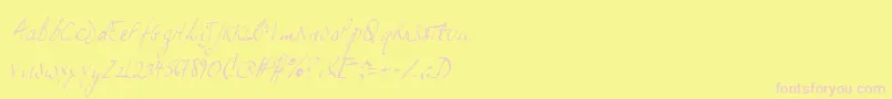 JpHandSlanted-Schriftart – Rosa Schriften auf gelbem Hintergrund