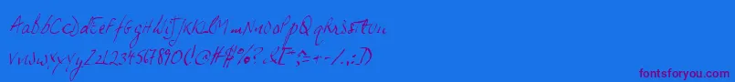 JpHandSlanted Font – Purple Fonts on Blue Background