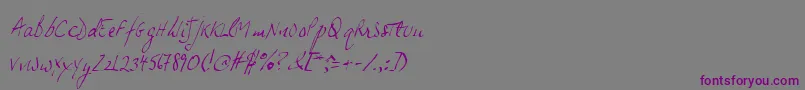 JpHandSlanted-Schriftart – Violette Schriften auf grauem Hintergrund