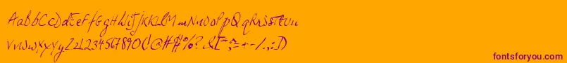 JpHandSlanted Font – Purple Fonts on Orange Background
