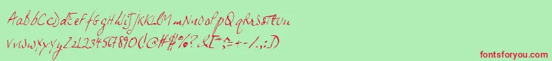 JpHandSlanted Font – Red Fonts on Green Background