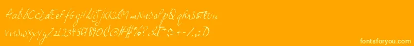 JpHandSlanted-Schriftart – Gelbe Schriften auf orangefarbenem Hintergrund